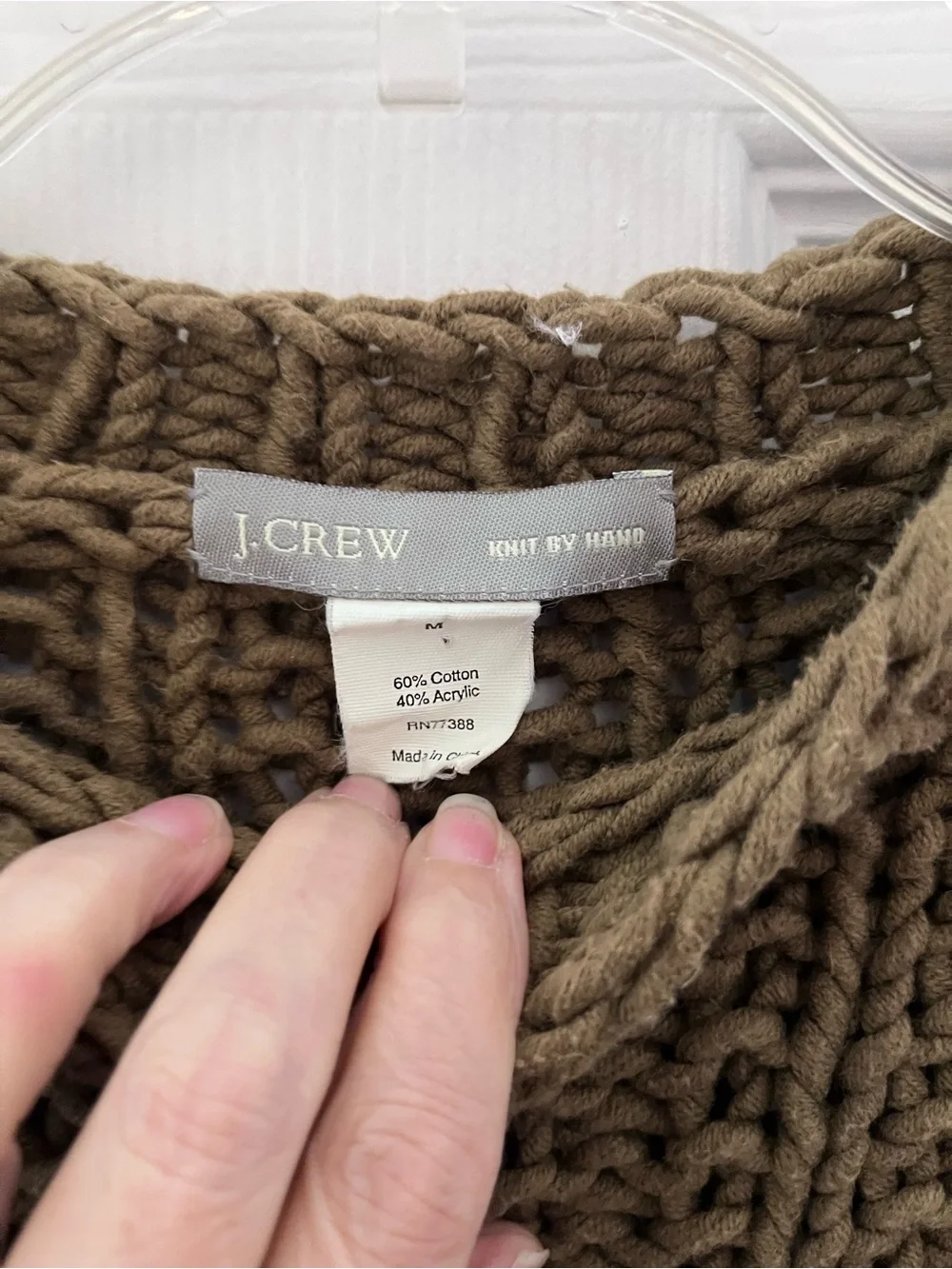 J. Crew Hand Knit Mocha Chunky Crewneck Sweater